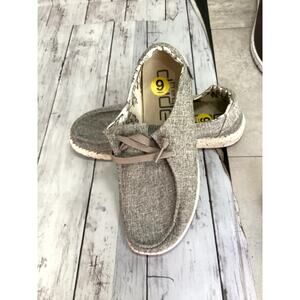 New Hey Dude Kids Wendy Linen Iron Slip on Sneakers Shoes Gray Unisex Size 9